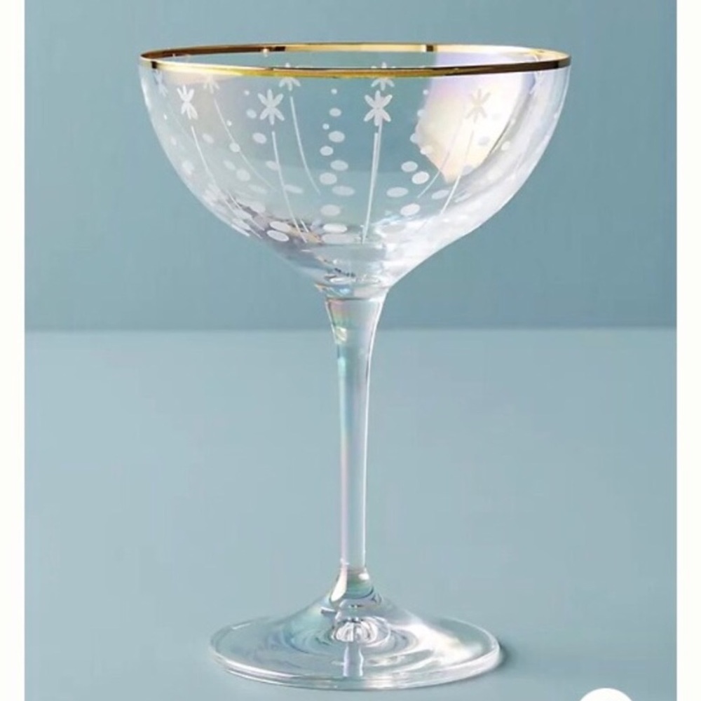 Anthropologie Czech Glass Coupe Wine Champagne Coctail Glass New In Box NWT